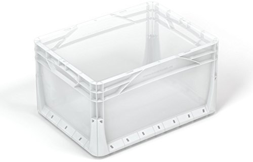 6 x 20 Litre Euronorm Industrial Plastic Stacking Euro Storage Containers Boxes Crates CLEAR