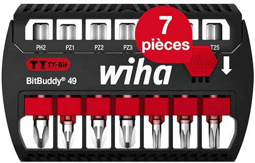 Wiha Bit Set BitBuddy 7-tlg. I TY-Bit 49 mm I PH, PZ, TORX 1/4 E6,3 I Zubehör für Schraubanwendungen I Impact- und Schlagschraubergeeignet (42116)