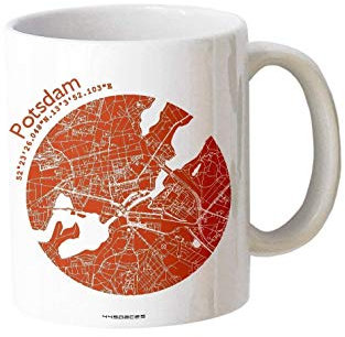Tasse Potsdam - Bürotasse Kaffeebecher farbige Stadtkarte Städtetasse - Personalisierte Geschenkidee für Kollegen Kollegin Architekt Richtfest Fernweh Heimweh