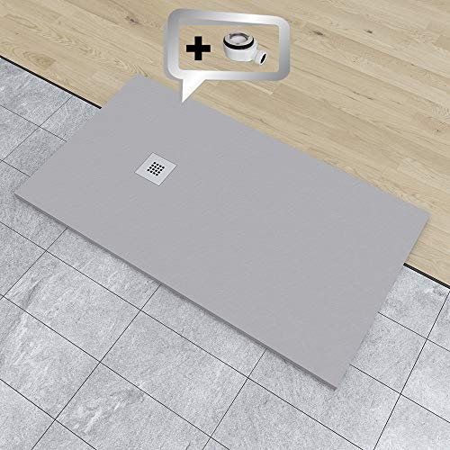 PLATO DE DUCHA DE RESINA PIZARRA CARGA MINERALES GEL COAT 70x140 cm Gris Claro RAL 7036