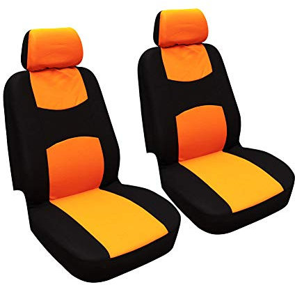 GUOCU Autositzbezüge, Komplettset Vordersitze und Rücksitze Universal, Autoinnenausstattung Auto-Schonbezüge Orange 4 Stück