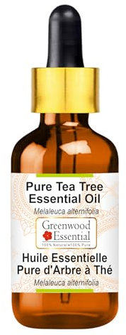 Greenwood Essential Pure Tea Tree Essential Oil (Melaleuca alternifolia) with Glass Dropper Steam Distilled Natural Therapeutic Grade 15ml (0.50 oz)
