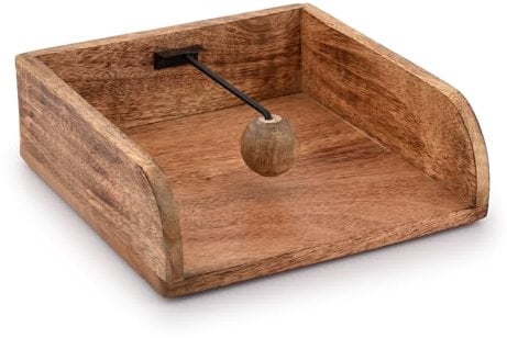 BHAVATU Porte-serviettes en bois rustique pour tables de cuisine, comptoirs, intérieur et extérieur, pique-nique, restaurants, café, décoration d'intérieur vintage 20,32 cm x 20,32 cm x 7,11 cm)