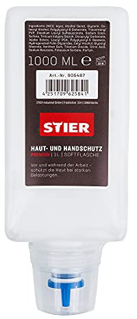 STIER Haut- und Handschutz Premium, 1l Softflasche, für STIER Handreiniger Spender Set, sehr gute Hautverträglichkeit