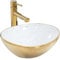 Rea Waschbecken Waschtisch Aufsatzwaschbecken Keramik Gold Weiß Farbe Handwaschbecken Aufsatz Waschschale Oval 27x35