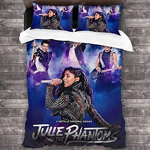 NICHIYOBI Julie und The Phantom Microfiber Bettbezug Set und Kissenbezug,Weiche Bequeme,3-teilige Bettwäsche Set?Kein Füllstoff (Single 135x200cm)