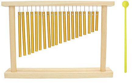 Btuty 20-Tone Table Bar Chimes 20 Bars Single-row Musical Percussion Instrument With Wood Stand Stick, Gold