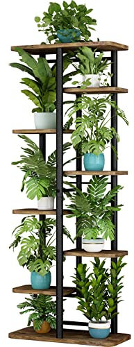 LINZINAR Support pour plantes à 8 niveaux et 9 pots de fleurs pour intérieur et extérieur - Organiseur de rangement pour terrasse, jardin, balcon, salon (8 niveaux, 9 pots, noir)