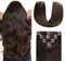 Sunya Clip In Echthaar Extensions Dunkelbraun Clip in Human Hair Extensions Nahtlos Natürlich Glatte Haarverlängerungen for Women Invisible Hair Weft 50cm 120g 8pcs