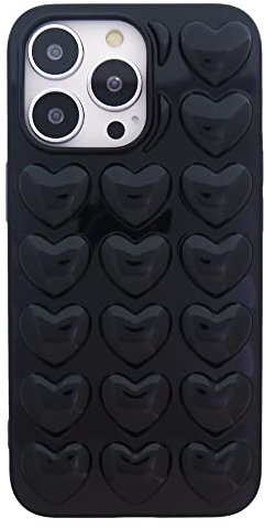DMaos für iPhone 13 Hülle für Frauen, 3D Pop Blase Herz Niedlich Gel Cover, Nette Girly für iPhone13 6,1 Zoll - Schwarz