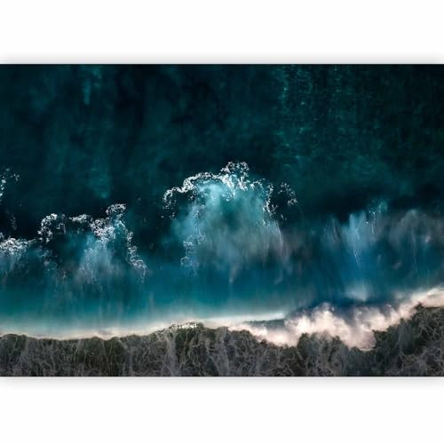 murando - Papier peint panoramique paysage 350x256 cm - Revêtement mural décoration pour chambre salon - Design unique et moderne - Gris bleu turquoise - L'eau vague mer océan c-B-10039-a-a