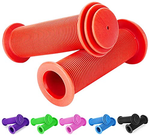 Fahrradgriffe Kinder - lenkergriffe Fahrrad Kinder 22mm mit Höchster Sicherheit Prallschutz | lang 105mm Kinderfahrrad griffe für Roller,Dreirad,Kinder Laufrad,Kinderfahrrad