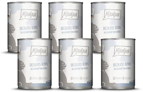MjAMjAM - Premium Nassfutter für Katzen - delikates Huhn an gedämpftem Kürbis, 6er Pack (6 x 400g), getreidefrei mit extra viel Fleisch