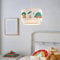 lux.pro Kinderzimmer Lampe Lurgan Deckenleuchte E27 LED-geeignet Hängelampe mit Stoffschirm doppelt Dinosaurier-Motiv 70 cm hoch Weiß