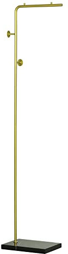 HOMCOM Appendiabiti con 2 Ganci per Ingresso, Camera da Letto e Soggiorno in Metallo e Marmo, 35x25x170 cm, Oro e Nero