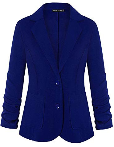MINTLIMIT Women 3/4 Sleeve Blazer Open Front Cardigan Jacket Work Office Blazer(Royal Blue 2XL)