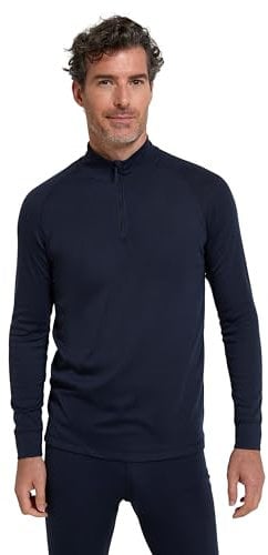 Mountain Warehouse Talus Mens Thermal Baselayer Top - Long Sleeve Sweater, Zip Neck, Quick Drying Pullover, Breathable, Lightweight - Great for, Travelling Navy (Zip Neck) 4XL