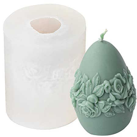 woyufen Easter Egg Molds, Embossed Easter Egg Candle Moulds for Candle Making, Egg Silicone Mold for Home Supplies Crafting, Candles Making Crafts