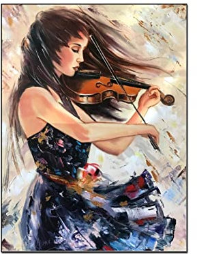 Leinwand Bilder Wohnzimmer Mädchen spielt Geige Ölgemälde Schönheit Wand Bilder Musik Bild Geige Bilder Wunderschöne Bild Leinwand Kunstdrucke Bild Wand Bilder Wanddekoration 30x40cm (Ungerahmt)