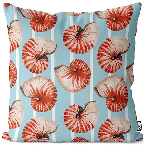 VOID Nautilusmuschel Muschel Meer Kissenbezug Kissenhülle Polyester wasserfest Outdoor Indoor, Kissen Größe:60 x 60 cm