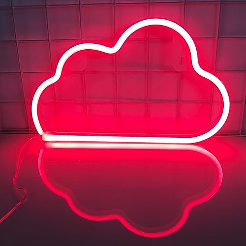 Neon Wolke Logo, LED Wolke, Batterie oder USB betriebene Neon Lichter für Wanddekoration, Schlafzimmer, Kinderzimmer, Wohnzimmer, Bar, Party, Weihnachten, Hochzeit (rot)