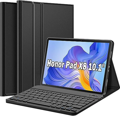 Nanhent Keyboard Case for Honor Pad X8 10.1 Inch 2022 Tablet, Slim PU Stand Cover with Magnetically Detachable Wireless Bluetooth Keyboard for 10.1 Honor Tablet X8 (Honor Pad X8 10.1)