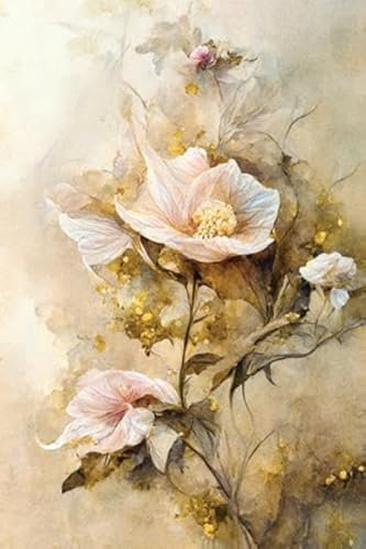 Cuadro de aluminio compuesto de 40 x 60 cm: cuadro de sepia rosa en colores pastel, arte digital, arte de pared floral imprimible, ilustración AI (192524483)