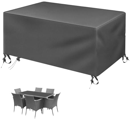 Jianghu Art Tischabdeckung Outdoor Wetterfest 260x100x100cm Abdeckung Gartenmöbel Winterfest Rechteckig Terrassengarnitur, Schutzplane XXL Schutzhülle für Gartenmöbel Schnittsofa Robuster Möbelschutz