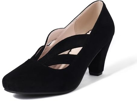 elerhythm Damen Mary Jane Vintage Heels Gatsby 1920er Jahre Pumps Closed Toe 1950er viktorianische Schuhe (Schwarz EU40)