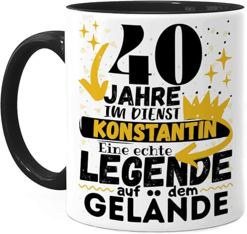 Tassenliebling® 40 jähriges Dienstjubiläum Geschenk Tasse personalisiert - Schwarz - Firmenjubiläum - Arbeitsjubiläum - Eine echte Legende - Büro Geschenk lustig - Arbeitskollegin Arbeitskollege