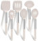 HaWare Set di 6 utensili da cucina in silicone, con manico in acciaio inox, antiaderenti, resistenti al calore, facili da pulire e lavabili in lavastoviglie, colore: cachi