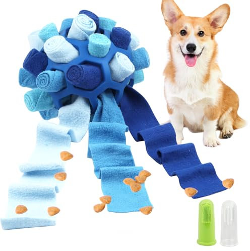 MOKIDO Schnüffelball für Hunde, Schnüffelteppich für Hunde Gegen Geistige Anregung,Intelligenzspielzeug für Hunde,Interaktive Hundespielzeug für Kleine Mittelgroße Hunde Haustier (Blau)