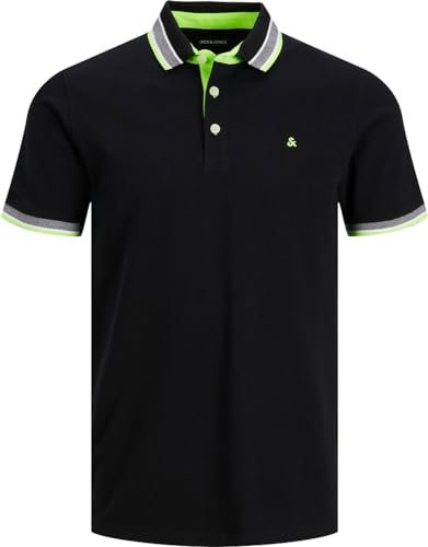 JACK & JONES Men's Jjepaulos Polo Ss Noos Shirt, Black Detail Classic, M