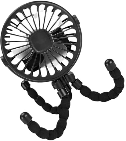 SIXRUN Kinderwagen-Ventilator, Batteriebetrieben, Flexibler Stativ-Clip-On-Ventilator, Geräuschlos, Baby-Auto-Ventilator, Tragbar, Kompakt, Lüfter für Reisen, Outdoor,