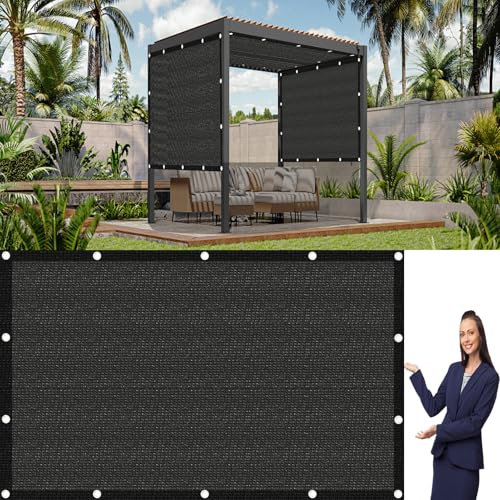 Balkon Sichtschutz 2.6 x 5.5 m Uv-Schutz Gewächshaus- Schattierungsgewebe Staubschutz Sonnenschutz für Garten Balkon Zaun Terrassen Swimming Pool, Schwarz