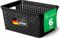 Novaliv 6X Aufbewahrungskorb in Rattan-Optik ohne Deckel | Schwarz Kunststoff 5L Nestbar Storage Boxes BPA-frei Ideale Aufbewahrungsbox Organizer Box Ordnungsbox für Ordnungssystem