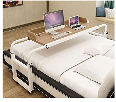 RajoNN Scrivania da grembo, Tavolo per la Colazione, Tavolo per Computer Portatile, Tavolo da Letto con Ruote, Vassoio di Servizio Regolabile in Altezza, Tavolo Multifunzionale