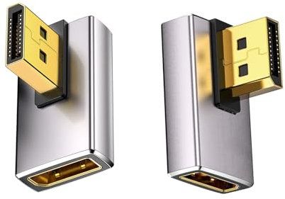 Duttek 8K 90-Grad-DisplayPort-1.4-Adapter, Links- und Rechtwinkliger Extender, 32,4 Gbit/s, Stecker auf Buchse (8K/60Hz, 4K/144Hz) für PC, Laptop, 2 Stück