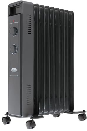 ECOSO Luan 2000W Anthracite UK Plug Oil Filled Electric Radiator - 620mm x 240mm