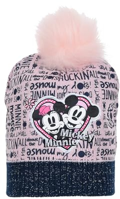 Disney Minnie Mouse Mütze Kinder Mädchen | rosa und blau | Wintermütze | Größe 52 und 54 | Strickmütze | Geschenke für Mädchen | Haube Kinder | Bommelmütze Mädchen