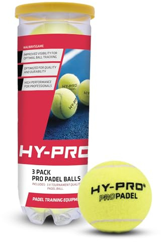 Hy-Pro Padel Balls - Pack of 3, High Visibility, Durable Padel Ball, Ideal for Training and Tournaments,