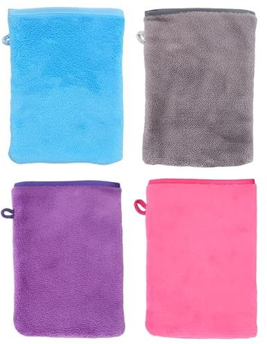 LIURFLNC 4 Stück Waschlappen, Waschlappen Frottee, Waschlappen Baumwolle Waschhandschuhe, Starke Wasseraufnahme Waschhandschuh Wiederverwendbare Weiches Gesichtshandschuh (14 x 21cm)