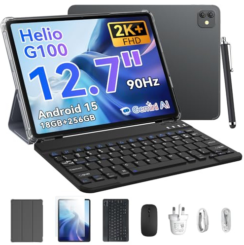 Blackview LINK8 12+ inch Large Screen Tablets Android 15 12.7 Helio G100 Gaming Tablet with Keyboard and Pen,18GB+ 256GB, 90 Hz 2K+ FHD+ IPS Display, 3 AI Cameras, Widevine L1, 5G WiFi,GPS