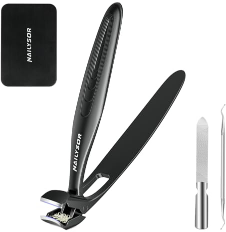 Long Handled Toe Nail Clippers for Thick Nails & Seniors | Angled Head Wide Jaw Opening with Catcher Easy Reach for Elderly & Disabled
