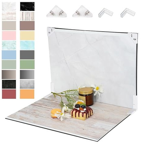 10 Stück Fotografie Hintergrund Boards Set - 42x29cm Doppelseitiges Hintergrundpapier, 20 Muster, Fotohintergründe für Lebensmittelfotografie, Flache Requisiten für Schmuck, Kosmetik, Make-up