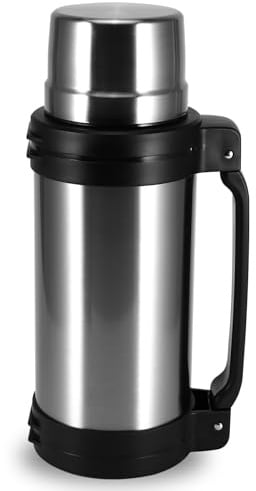 Flask for Hot and Cold Drinks, 2L Stainless Steel Vacuum Insulated Flask | Large Capacity Leakproof Hot Water Thermal Bottle with Telescopic Handle and Cup for Outdoor Camping Travel Hiking Fishing
