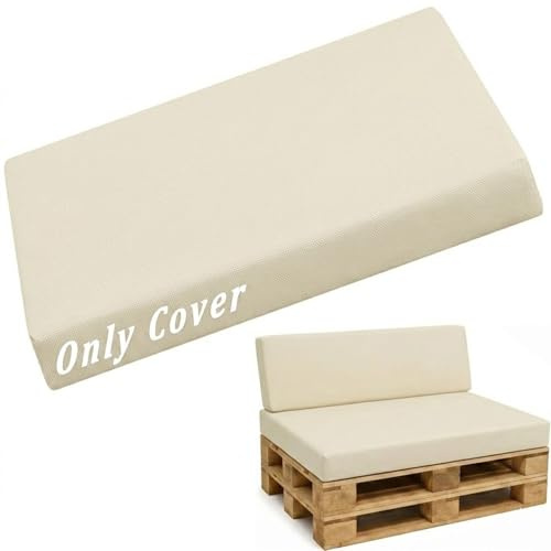 Generico Fodere per Cuscini per Pallet 120×80 60×40 120×60 120×40, Copricuscini di Ricambio da Esterno Idrorepellente con Cerniera, Copertura Divano per Bancali a Cuneo(Beige,Seat 60x120cm)