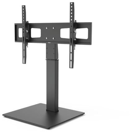 Hama Soporte de TV orientable y Regulable en Altura de 32 a 75 Pulgadas, hasta 40 kg, inclinable +5°/-12°, VESA 600 x 400, Soporte de Mesa para TV con Tapa de Cristal y gestión de Cables