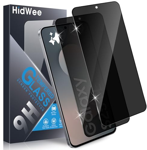 HidWee Cristal Templado de Privacidad Compatible con Samsung Galaxy A57 5G/S25 FE, 2 Piezas 9H Dureza Anti Espía Protector de Pantalla, Con Marco de Instalación Antiespia Vidrio Protector