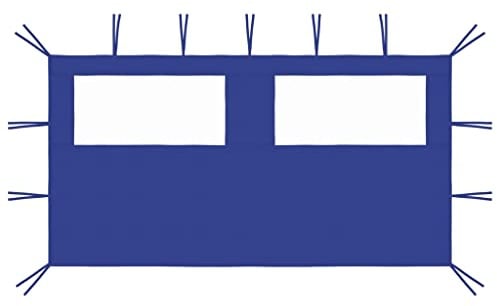 Runheo Parete laterale per gazebo con finestre, 4 x 2 m, blu, in tessuto di poliestere, 150 x 70 cm, finestra in PVC, per tenda da giardino, tenda da festa, tettoia per esterni, terrazza, montaggio